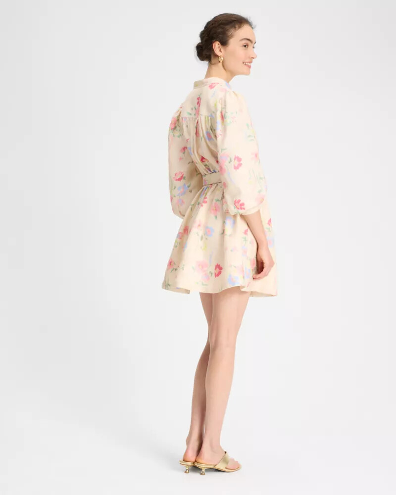 whimsical garden belted shirt dress antique pearl