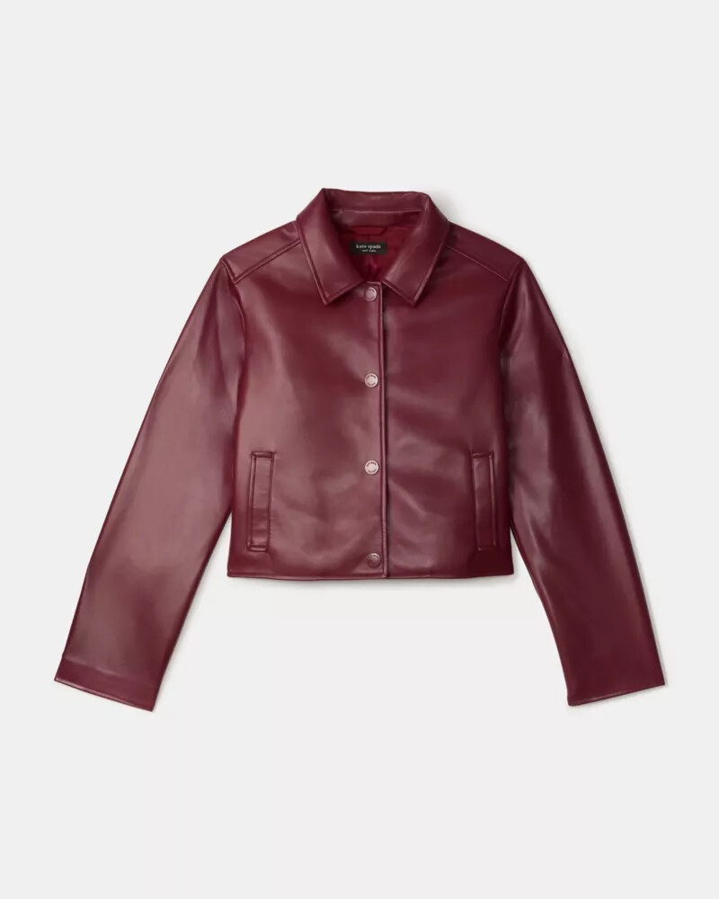 faux nappa leather jacket roasted pomegranate