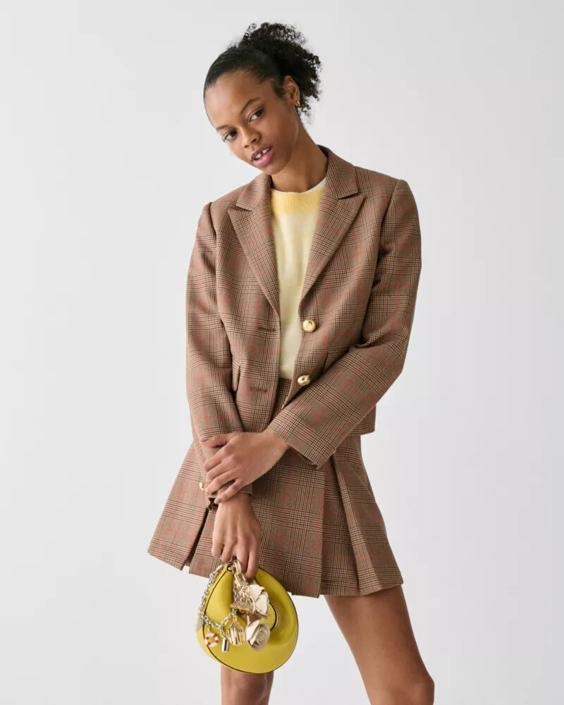 plaid school girl blazer burnt umber multi