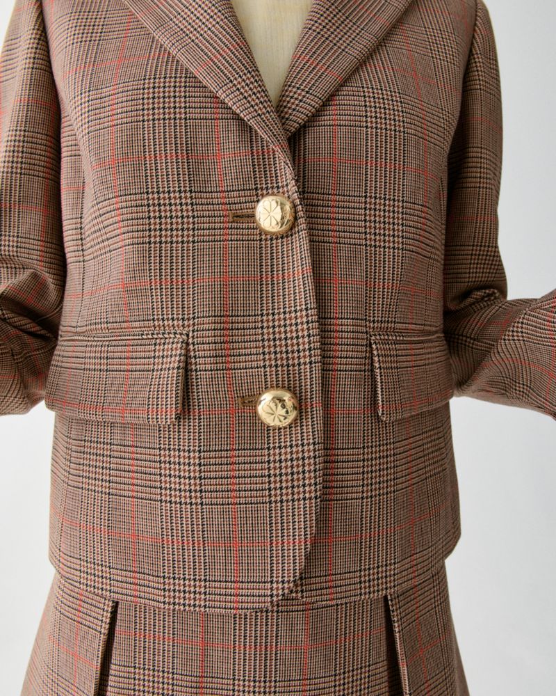 plaid school girl blazer burnt umber multi