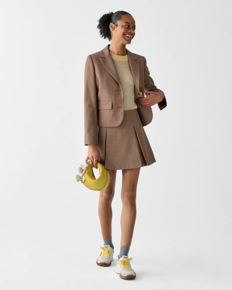 plaid school girl blazer burnt umber multi