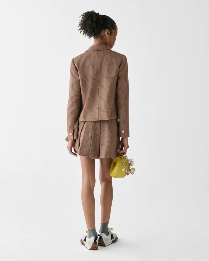 plaid school girl blazer burnt umber multi