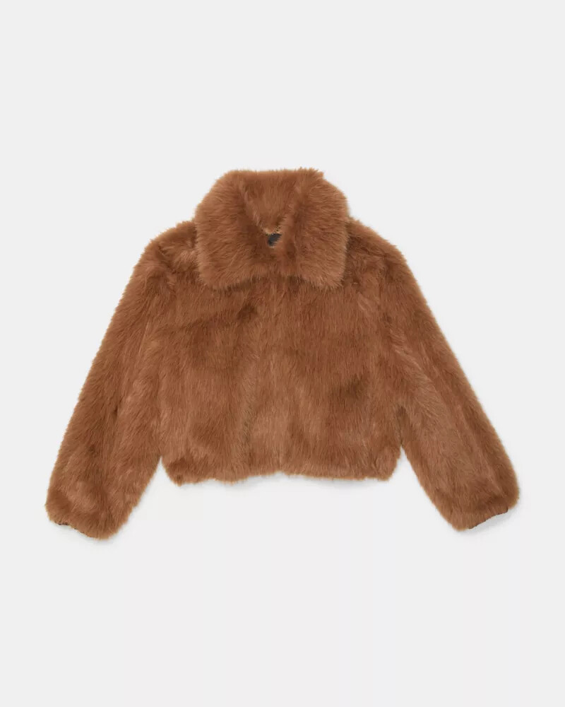 faux fur jacket light tamarind