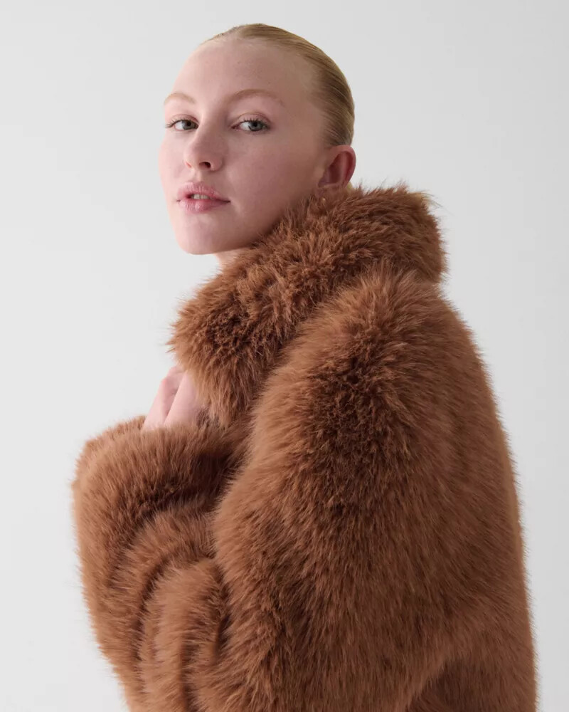 faux fur jacket light tamarind