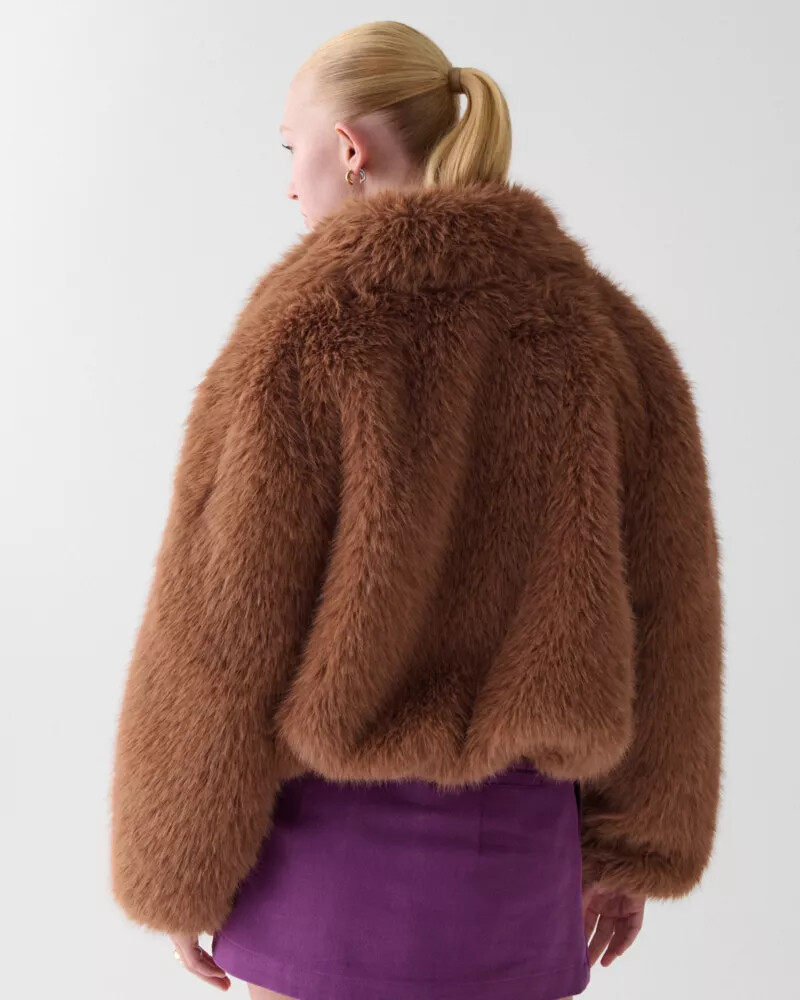 faux fur jacket light tamarind