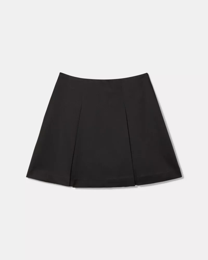box pleat mini skirt black