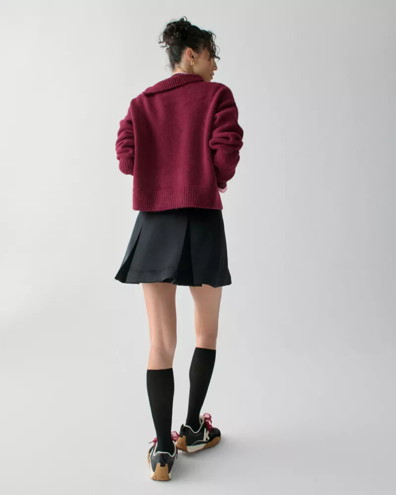 box pleat mini skirt black