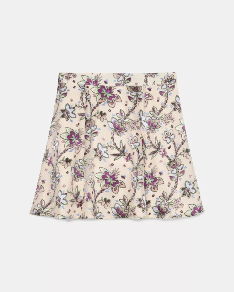 satin devore mini skirt parchment