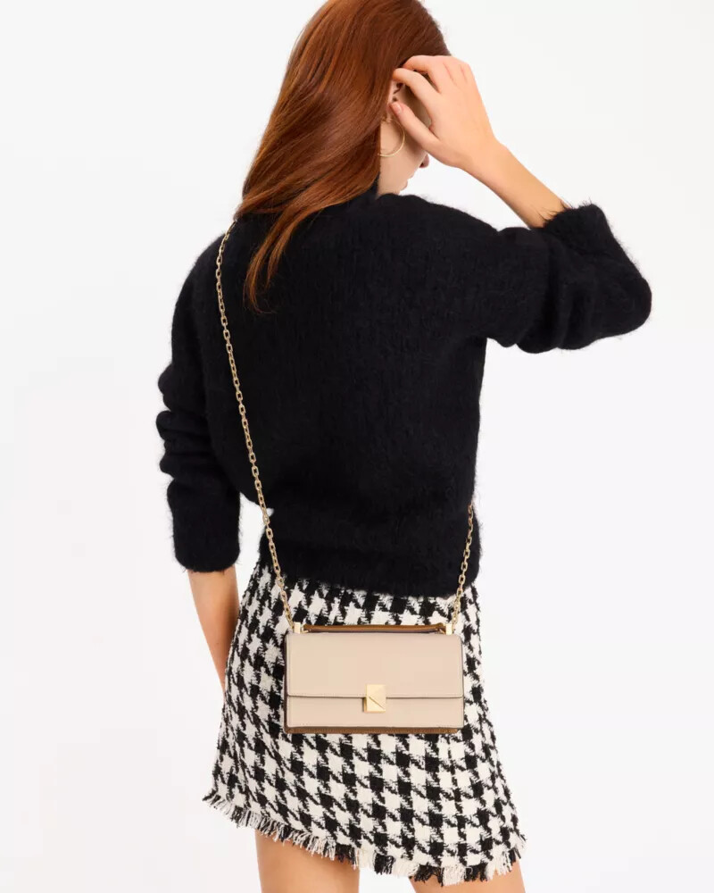 deco colorblocked mini flap chain crossbody milk glass multi
