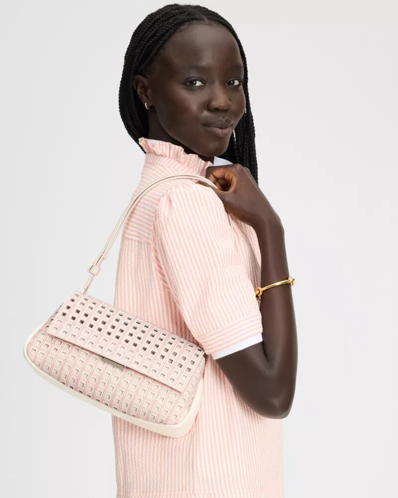 grace perforated convertible shoulder bag cream multi