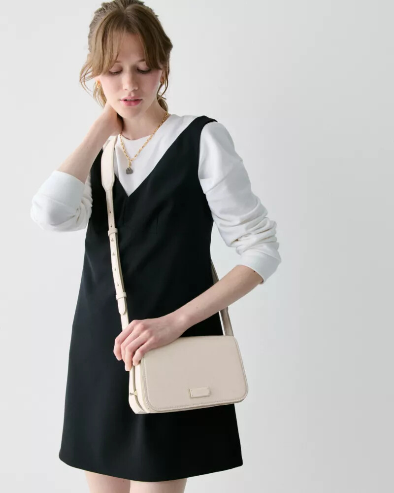 liv crinkle patent crossbody bag cashew milk