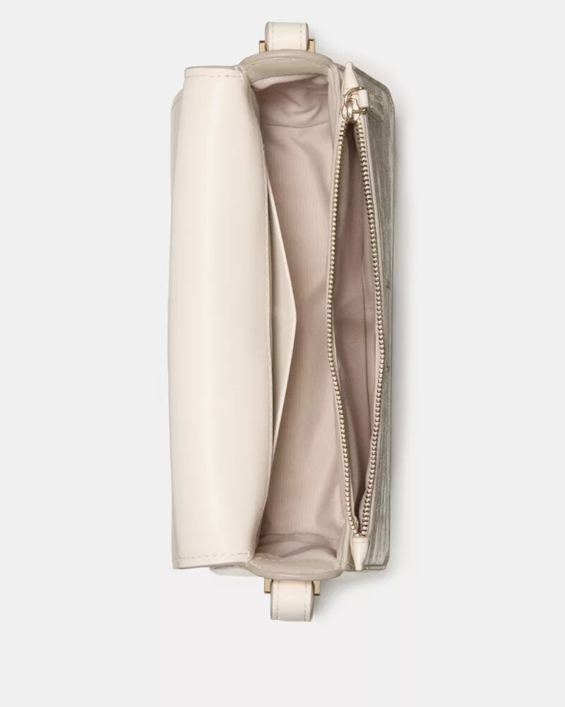 liv crinkle patent crossbody bag cashew milk