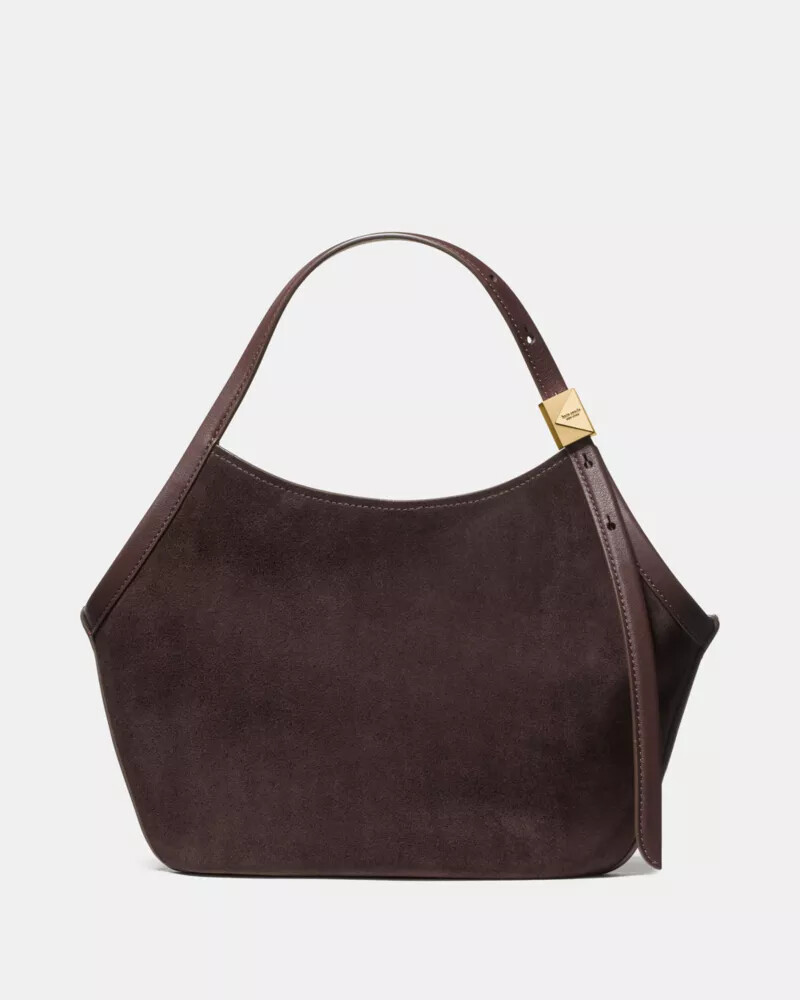 deco suede small tulip tote bag hot fudge