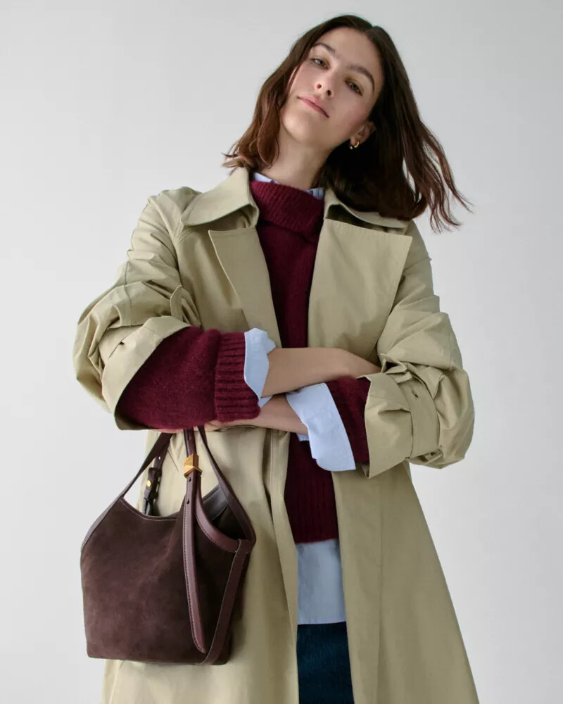 deco suede small tulip tote bag hot fudge