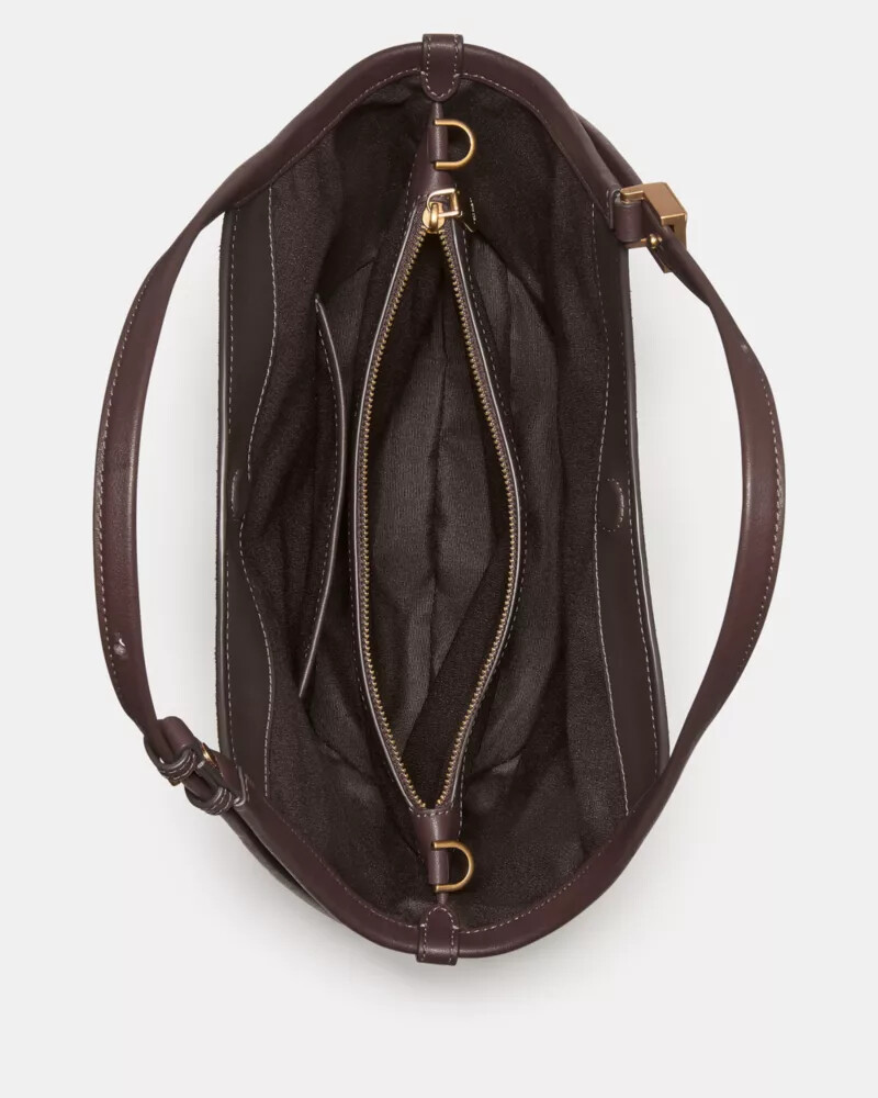 deco suede small tulip tote bag hot fudge