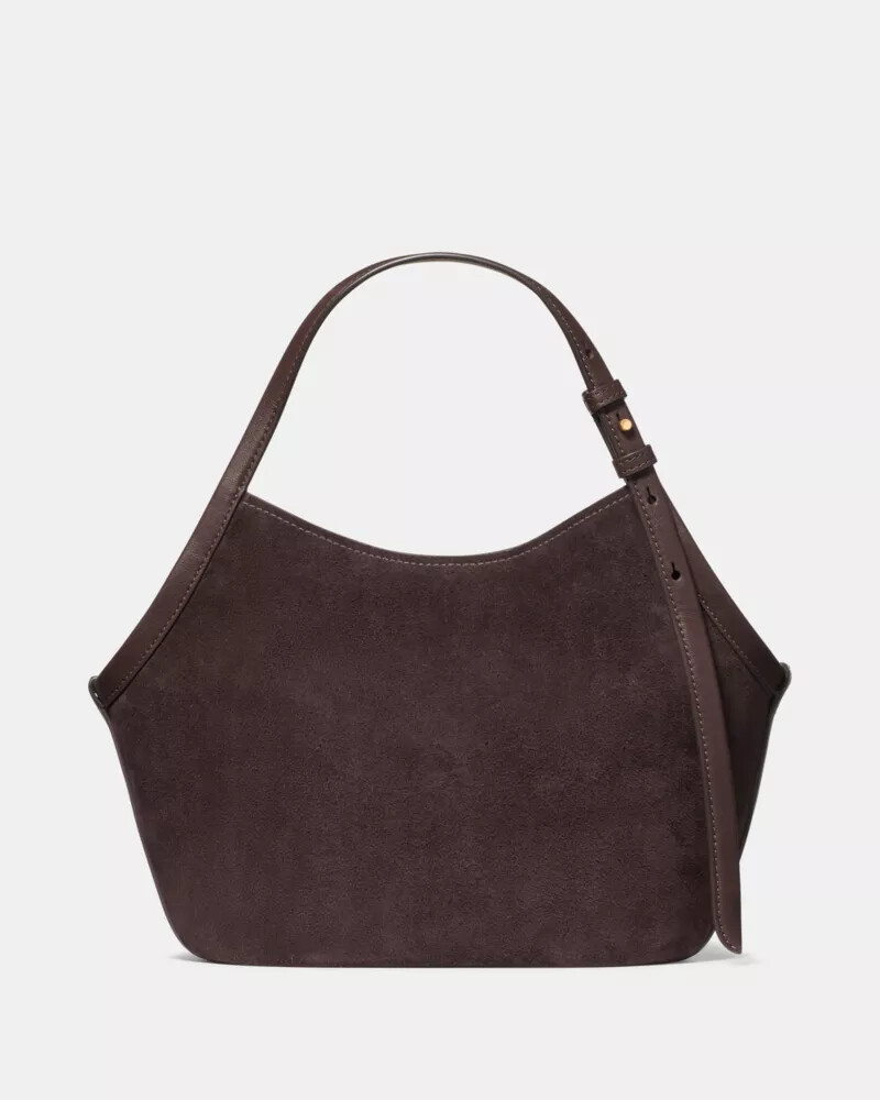 deco suede small tulip tote bag hot fudge