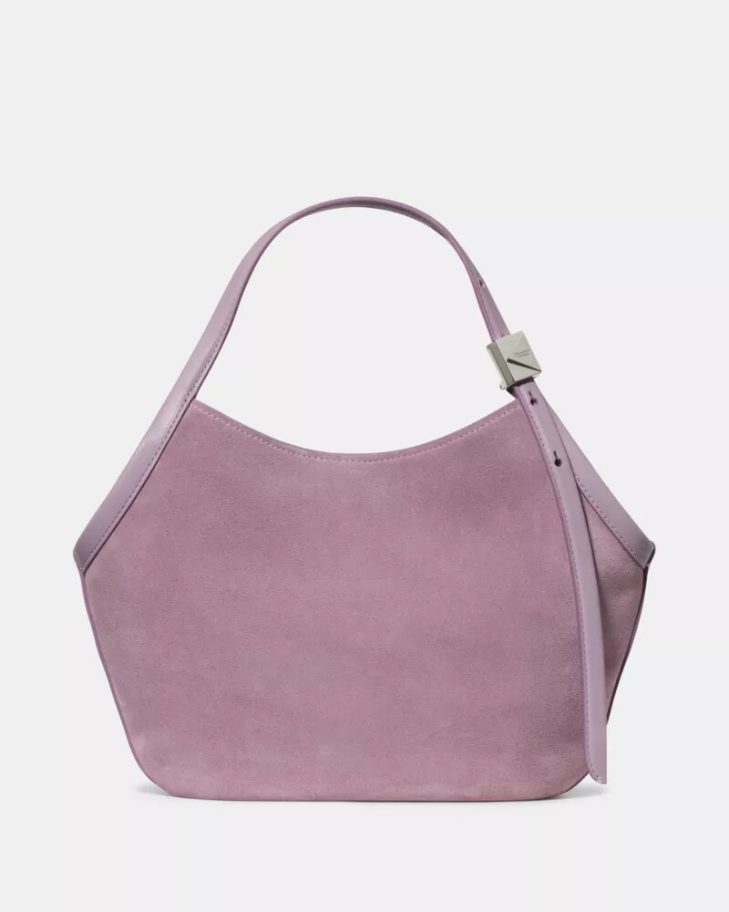 deco suede small tulip tote bag market purple