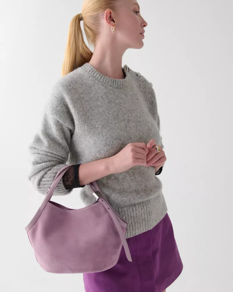 deco suede small tulip tote bag market purple