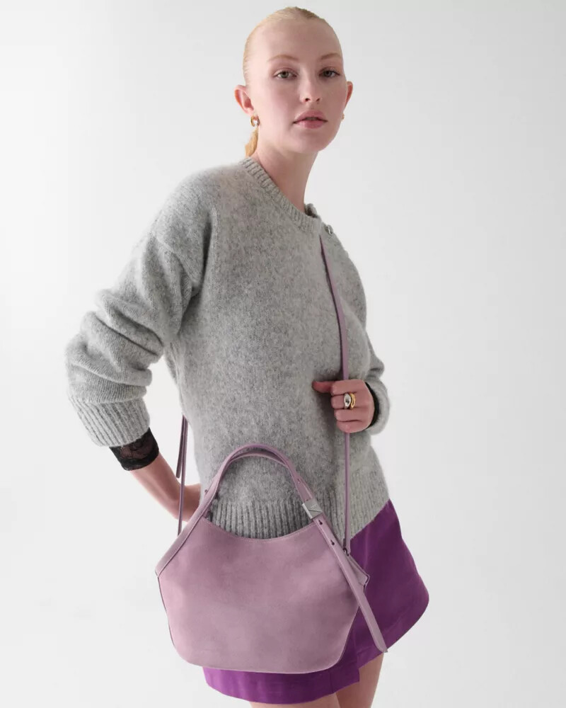 deco suede small tulip tote bag market purple