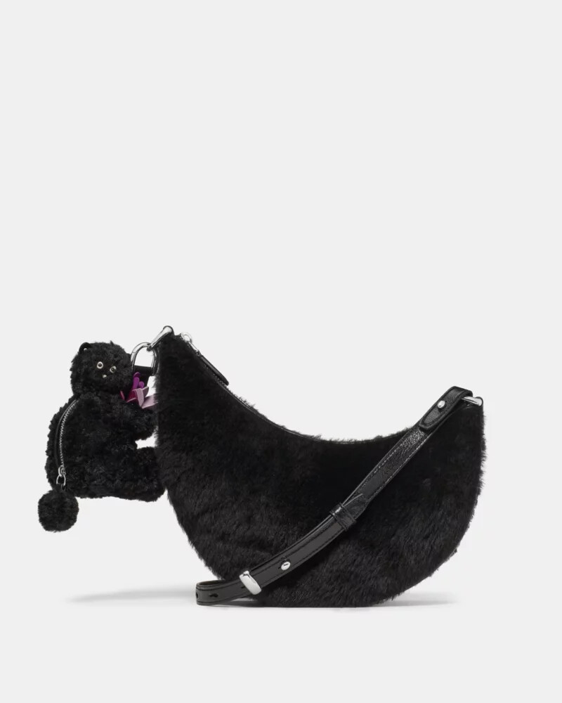 duo shearling bear crossbody bag black multi