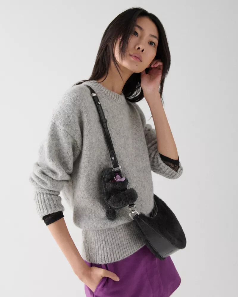 duo shearling bear crossbody bag black multi