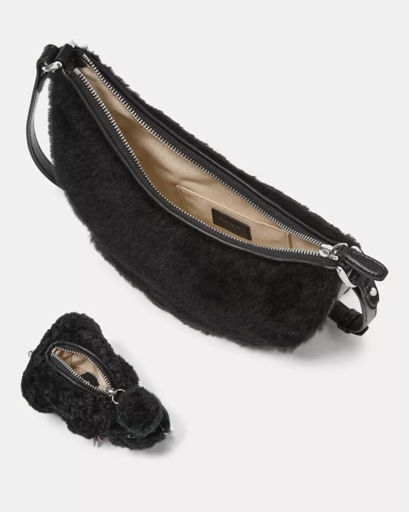 duo shearling bear crossbody bag black multi