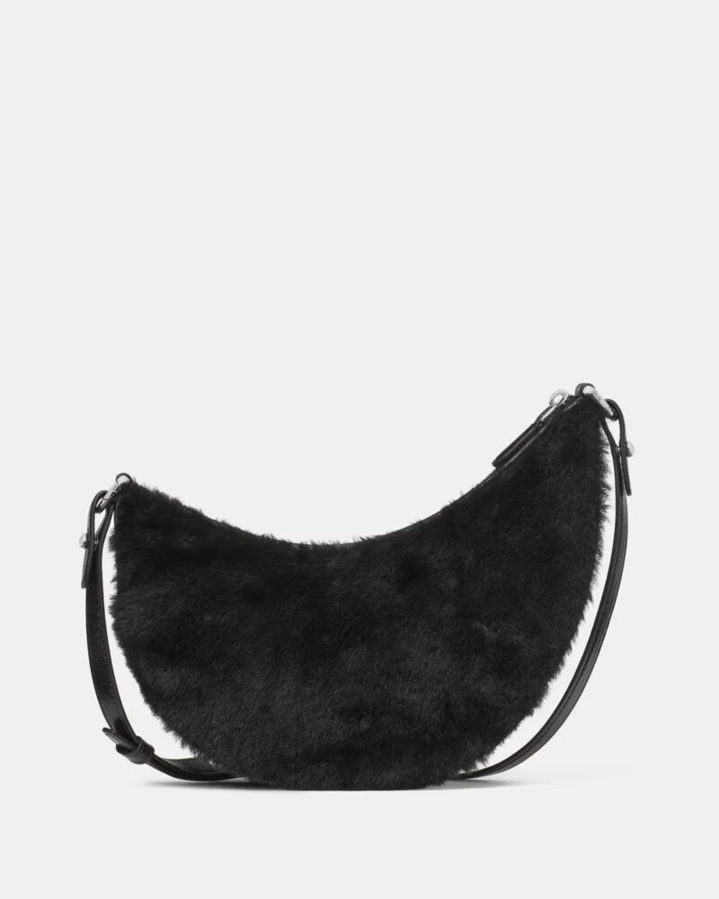 duo shearling bear crossbody bag black multi