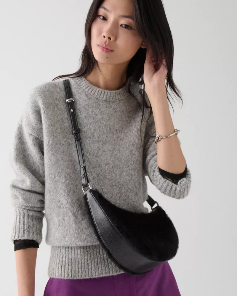 duo shearling bear crossbody bag black multi