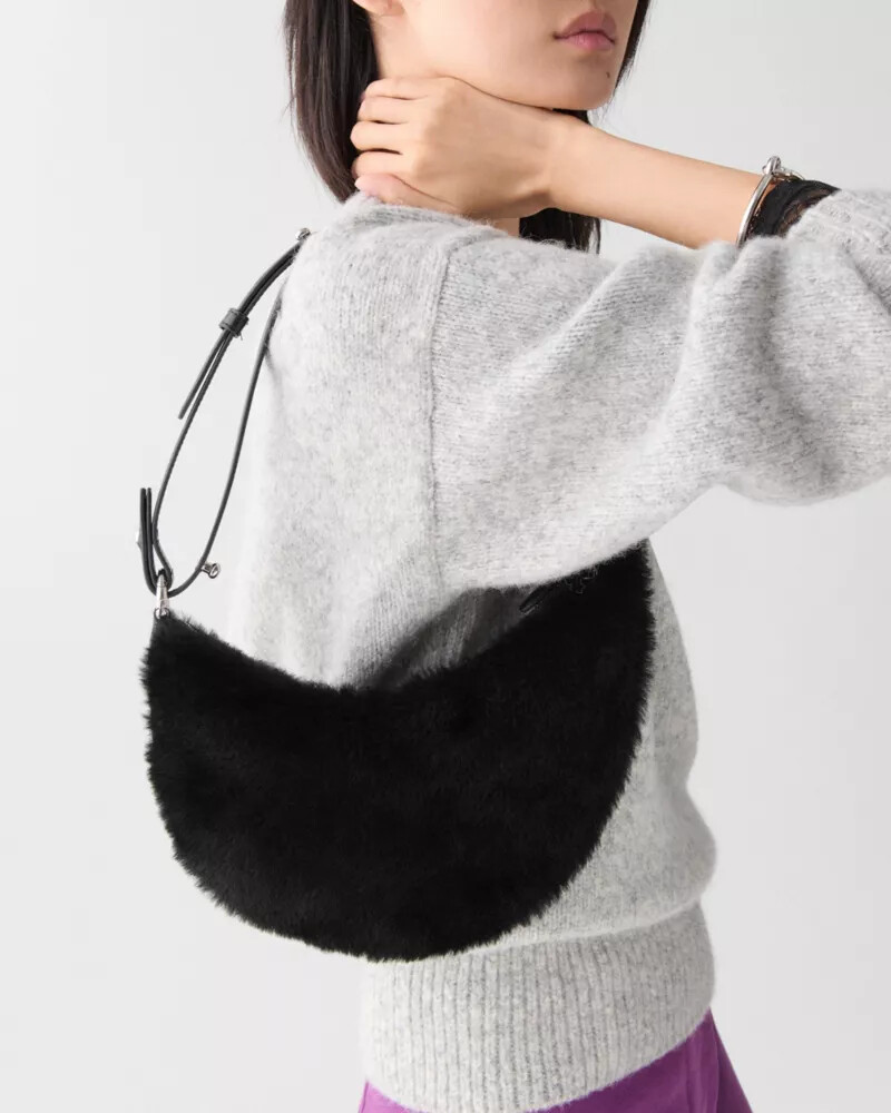 duo shearling bear crossbody bag black multi
