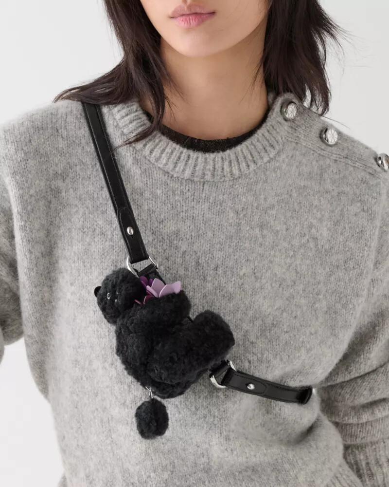 duo shearling bear crossbody bag black multi