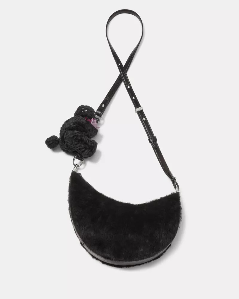 duo shearling bear crossbody bag black multi