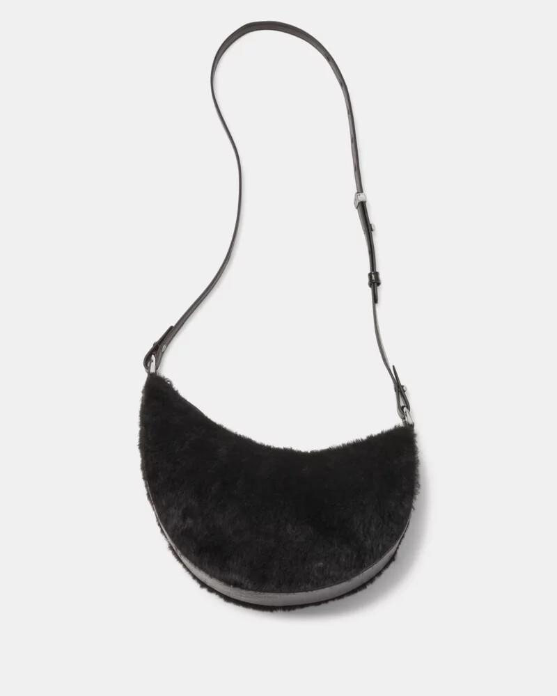 duo shearling bear crossbody bag black multi