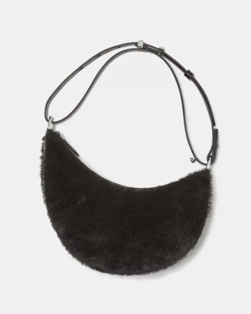 duo shearling bear crossbody bag black multi