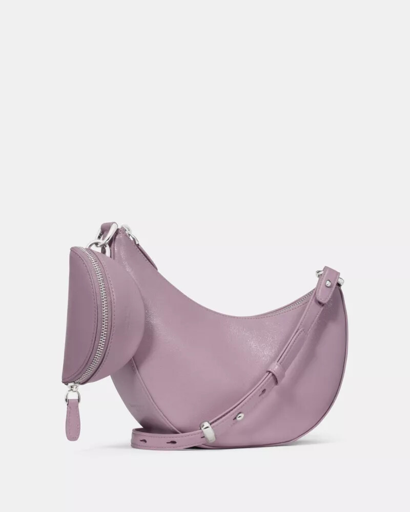 duo glazed leather crossbody bag market purple