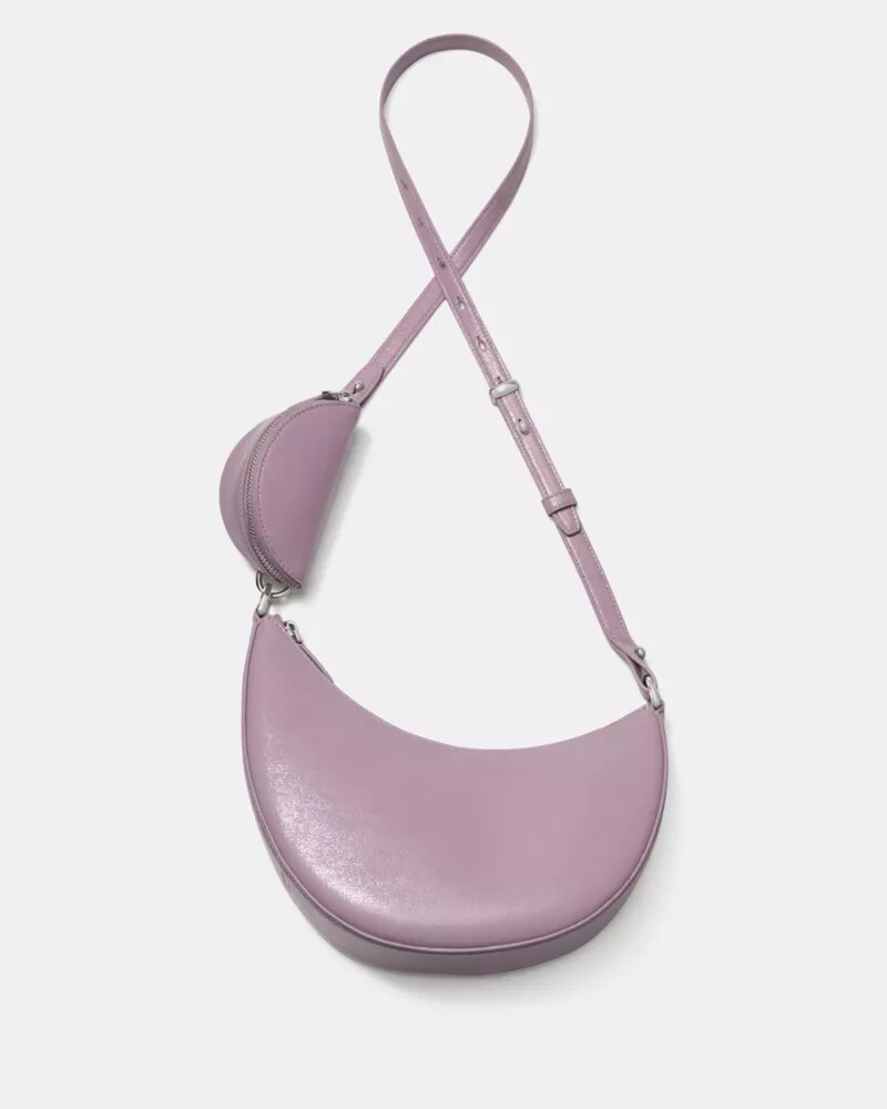 duo glazed leather crossbody bag market purple