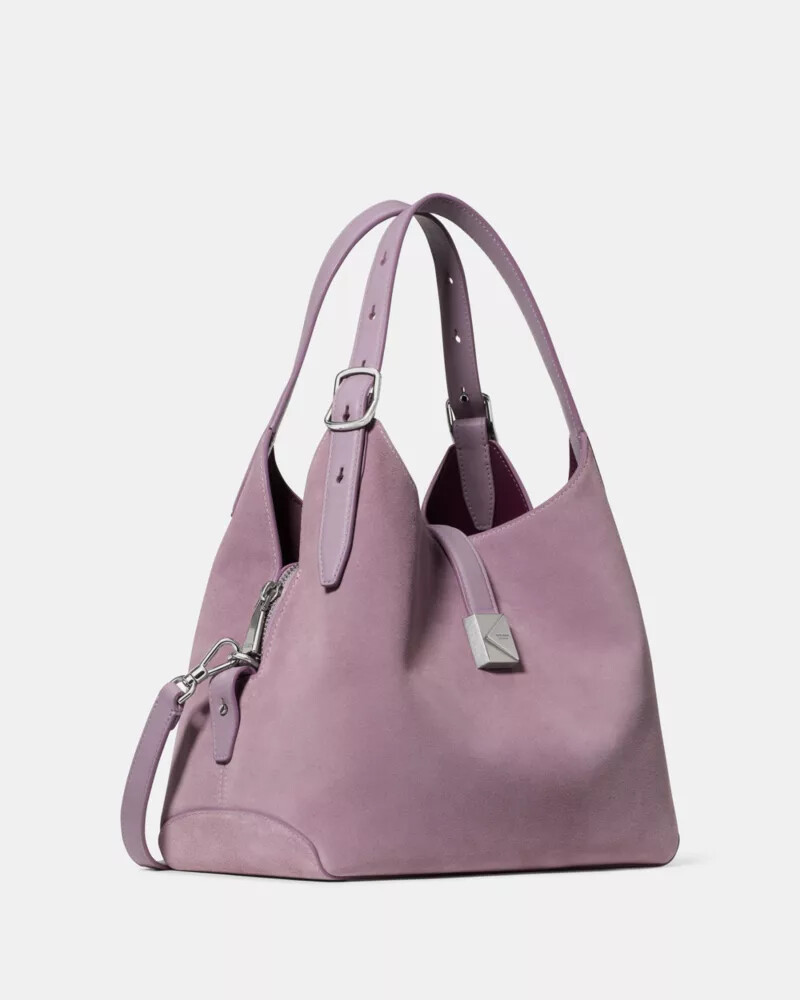 deco suede crossbody tote bag market purple multi