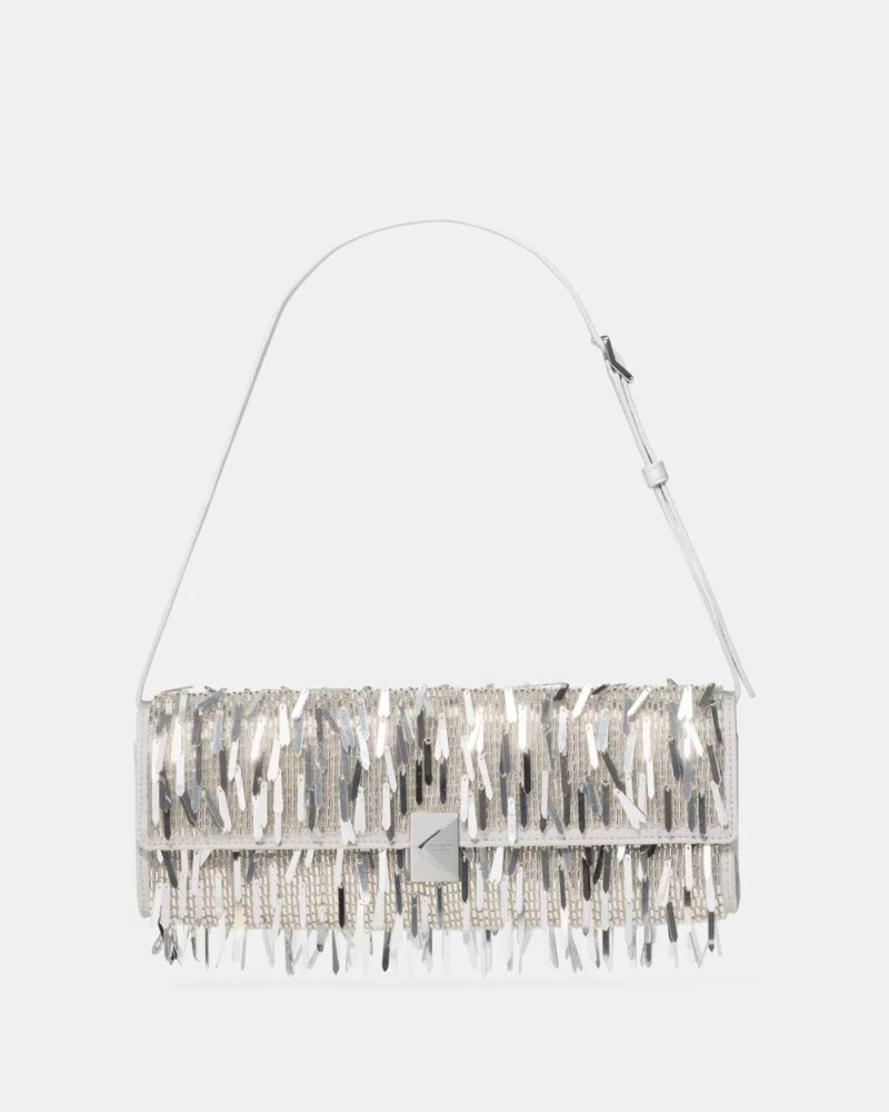 deco embellished soft mini shoulder silver