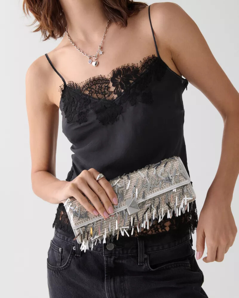 deco embellished soft mini shoulder silver