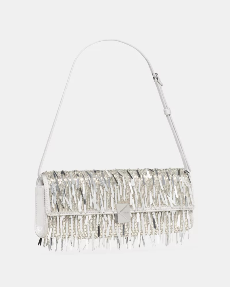 deco embellished soft mini shoulder silver