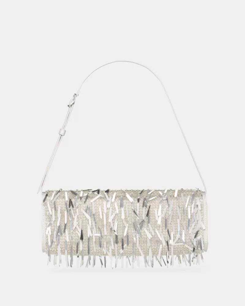 deco embellished soft mini shoulder silver