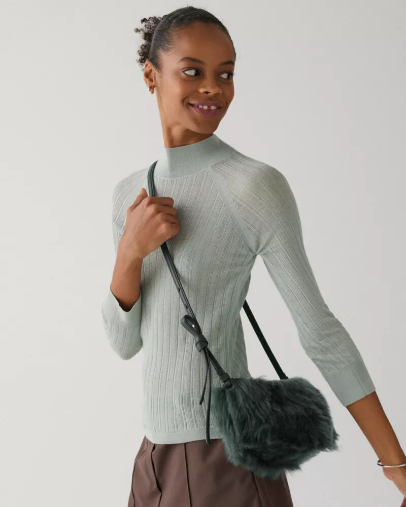 loop shearling crossbody deep evergreen