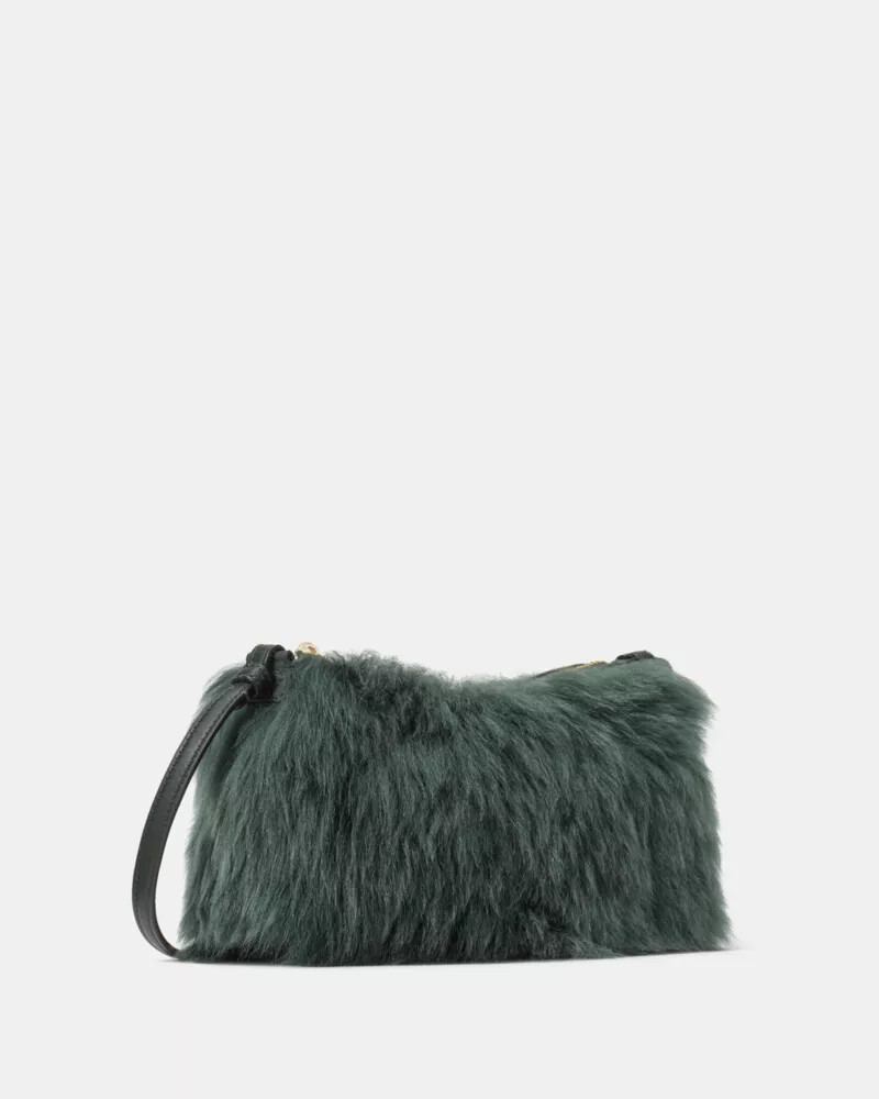 loop shearling crossbody deep evergreen