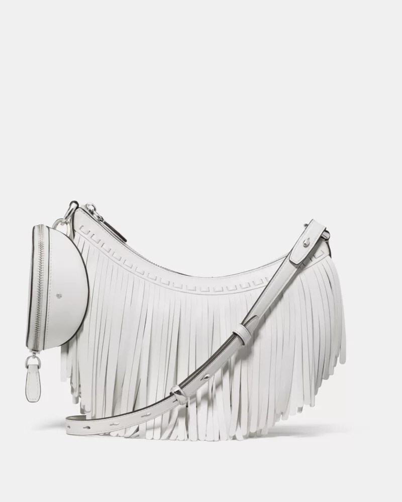 duo fringe crossbody bag true white
