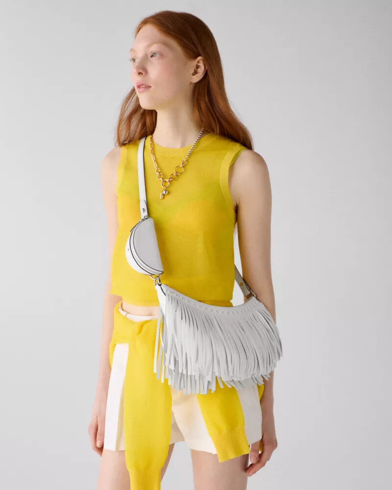 duo fringe crossbody bag true white