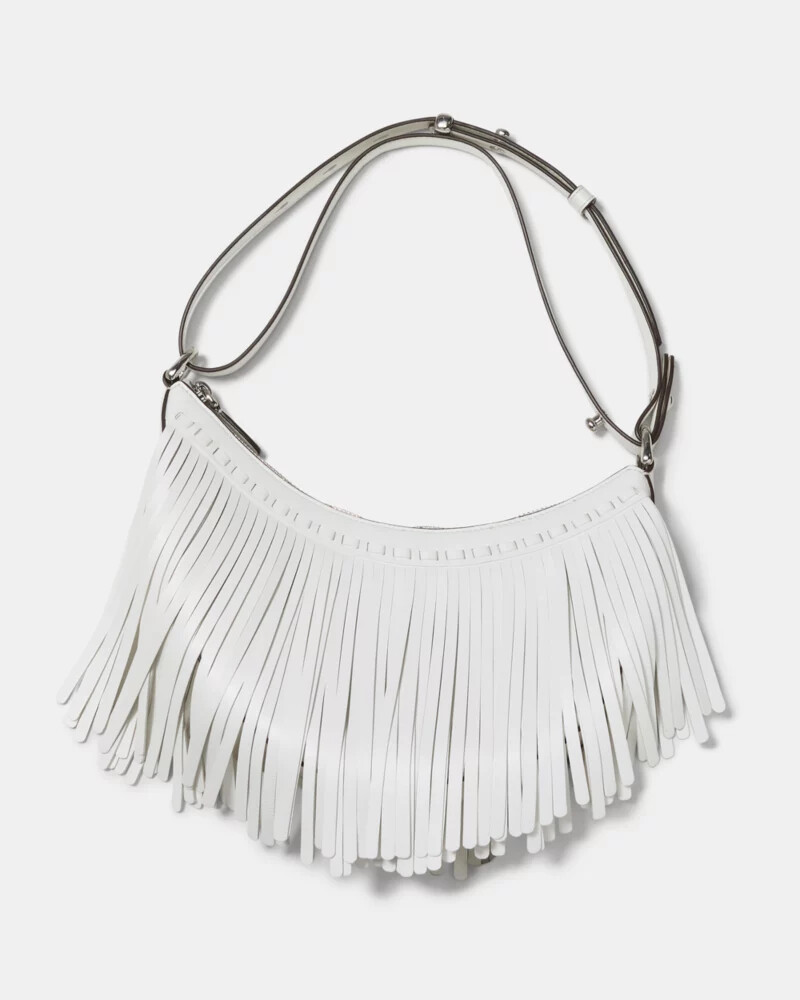 duo fringe crossbody bag true white
