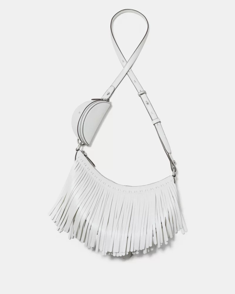 duo fringe crossbody bag true white