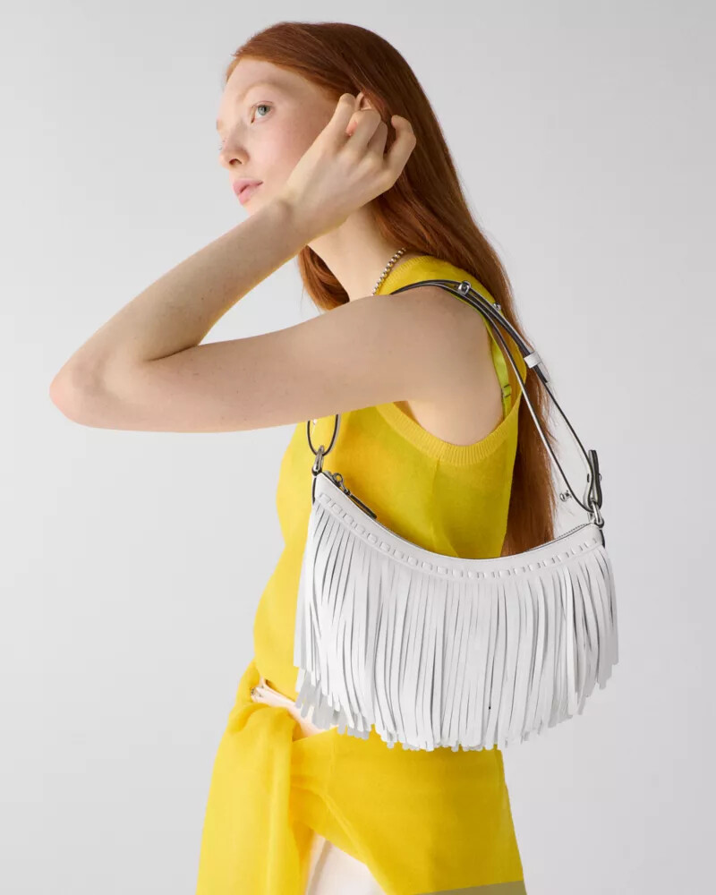 duo fringe crossbody bag true white