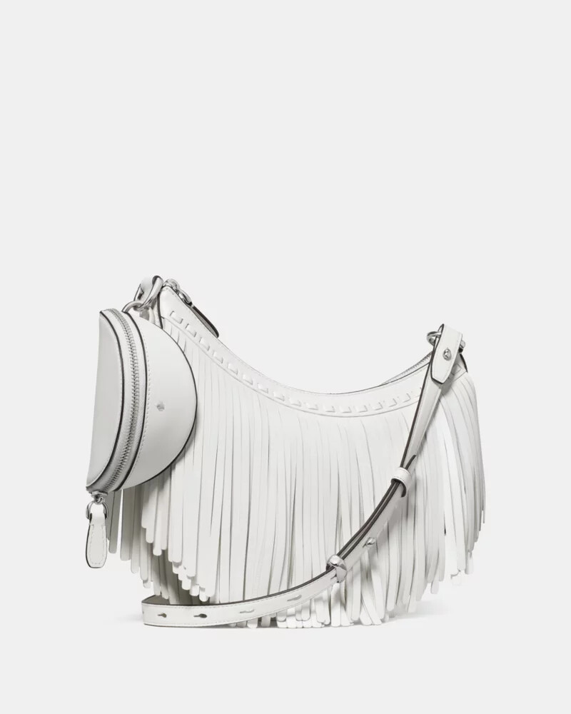 duo fringe crossbody bag true white