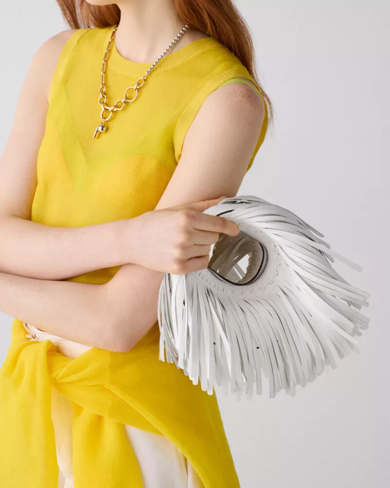 duo fringe crossbody bag true white