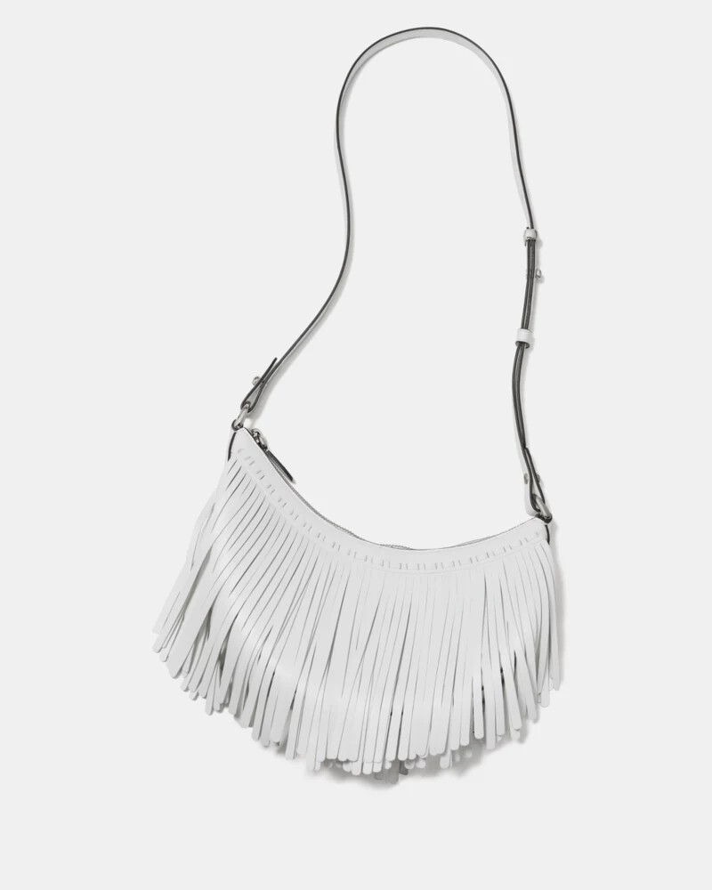 duo fringe crossbody bag true white